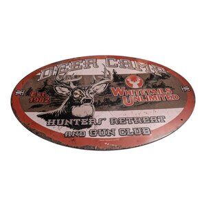 Rivers Edge Metal sign Deer Camp Whitetails Unlimited est 1982 17x12